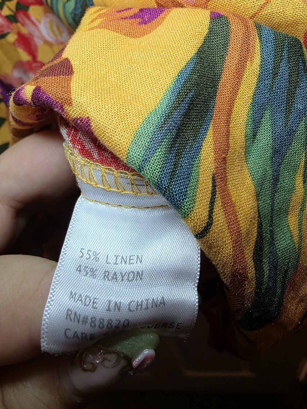Rachel Roy Top Womens 2X Yellow Floral Shirt Linen Blend Cottagecore - Picture 6 of 7